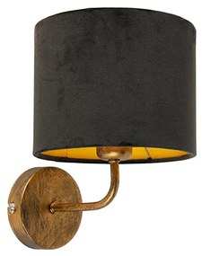 Lampada da parete vintage oro con paralume in velluto nero - Matt