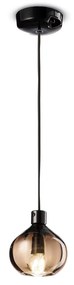 Lampadario Vintage Decò Afoxe' Alluminio Ceramica Vetro Bronzo 1 Luce E14