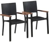 Sedie da Giardino 2 pz in Polyrattan Nero 43937