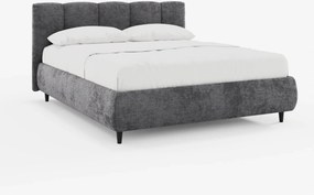 ARKAM letto imbottito con vano contenitore e testiera a lavorazione verticale - design shabby chic in tessuto certificato Oeko-Tex®