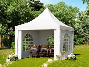 TOOLPORT Gazebo pagoda 3x3 m, telo in PVC, bianco - (1062)