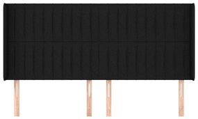 Testiera ad orecchio nera 183x16x118/128 cm in tessuto