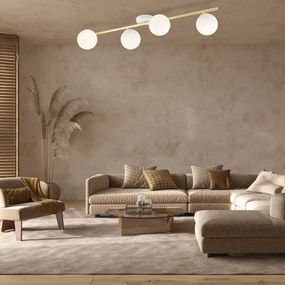 Lampada da soffitto in acciaio SPLENDI 4 Bianco e Oro 4xE14