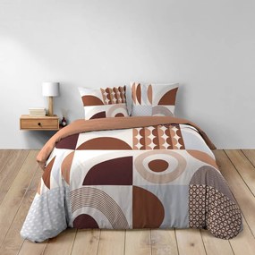 Set copripiumino e federa color terracotta in cotone per letto matrimoniale ed esteso 240x220 cm Gemma – douceur d'intérieur