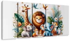 Quadri 5 pezzi – Amici animali nella giungla