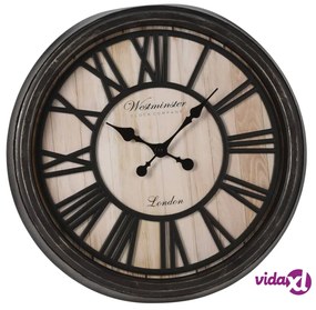H&S Collection Orologio Parete Numeri Romani London Nero e Naturale