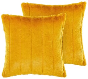 Set di 2 cuscini in pelliccia giallo 45 x 45 cm PUMILA Beliani