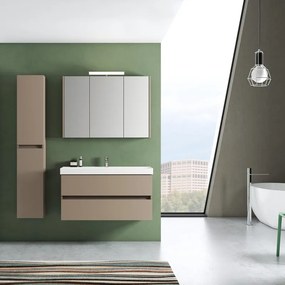 Mobile bagno sospeso con lavabo L 99.5 x H 50 x P 45.5 cm laccato opaco nocciola 2 cassetti per vasca centrale Kora