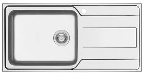 Lavello integrato 1 vasca con gocciolatoio a destra DELINIA Basalt inox L 50 x L 100 cm argento