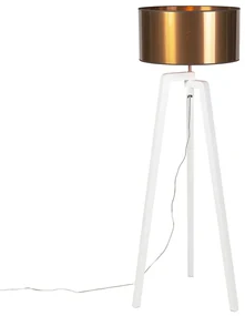 Lampada da terra bianco paralume rame 50 cm - PUROS
