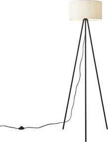 Lampada da terra moderna a treppiede bianca con paralume in velluto - Luz