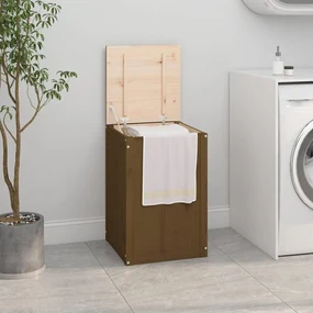 Contenitore Per Bucato Ambra 44x44x66 Cm Legno Massello Pino /