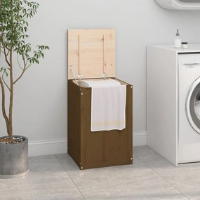 Contenitore Per Bucato Ambra 44x44x66 Cm Legno Massello Pino /