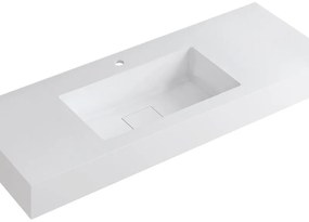 Lavabo integrale bacino al centro rettangolare L 120.5 x H 15 x P 46 cm in resina bianco