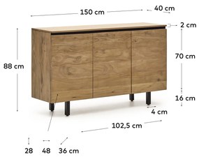 Kave Home - Credenza Uxue in legno massello di acacia finitura naturale 150 x 88 cm