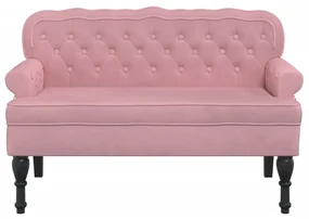 Panca con schienale rosa 119,5x64,5x75 cm in velluto