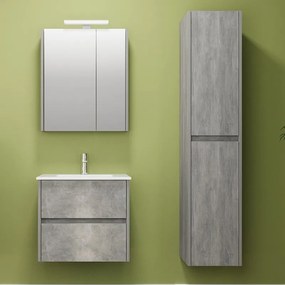 Kamalu - Mobile bagno sospeso 60 cm colore effetto marmo cemento | LAC-AMFI-60