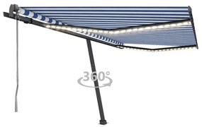 Tenda Automatica Con Sensore Vento E Led 400x300 Cm Blu Bianca /