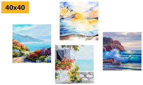 Set di quadri – Vista sul mare in imitazione di pittura