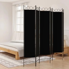 Divisorio A 6 Pannelli Nero 240x200 Cm İn Tessuto /
