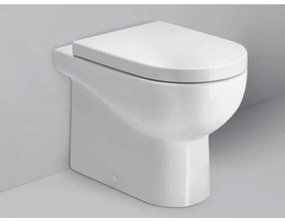 Wc Da Terra Azzurra Ceramica H 48 Cm Filo Muro Bianco Lucido "Nuvola"