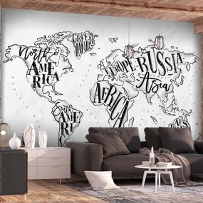 Fotomurale adesivo Retro Continents (Grey)