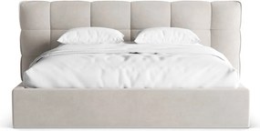 Letto matrimoniale imbottito beige con contenitore con rete inclusa 140x200 cm Eric – Micadoni