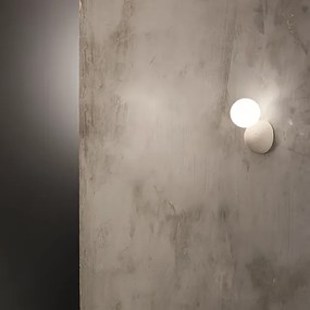 Applique ROCK 12 cm in cemento Bianco e vetro soffiato satinato