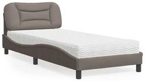 Letto con materasso tortora 90x190 cm in tessuto