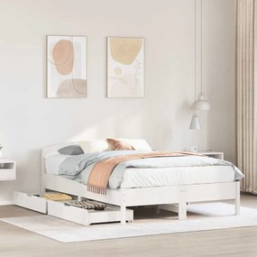 Letto Senza Materasso Bianco 140x190 Cm Legno Massello Di Pino /