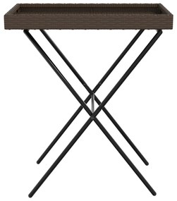 Tavolino vassoio pieghevole marrone 65x40x75 cm in polyrattan