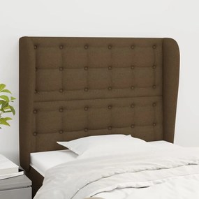 Testiera Ad Orecchio Marrone Scuro 103x23x118/128 Cm İn Tessuto /