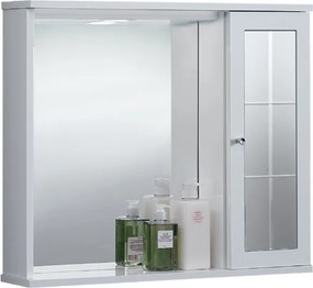 Specchiera da bagno NETTUNO 70 bianco lucido con 1 anta a specchio e luce LED