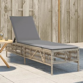 Lettino Prendisole Con Cuscini Beige İn Polyrattan /