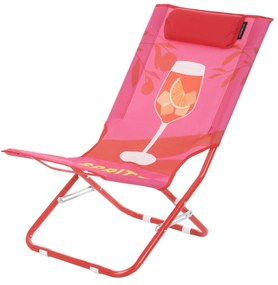 Spiaggina pieghevole Spritz rossa con poggiatesta