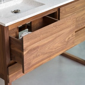 Tikamoon - Mobili da bagno in legno di noce massello e terrazzo premium Moon 120 Edgar