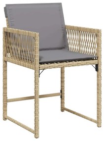 Sedie da giardino con cuscini 4 pz beige misto in polyrattan