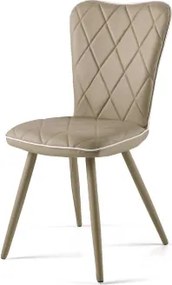 Sedia Poltroncina in ecopelle con impunture a rombi e bordino LENA Tortora Set da 2