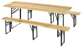 Set tavolo da birreria 220 x 70 con panca a 3 gambe