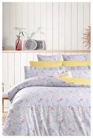 Biancheria da letto gialla/grigia in cotone renforcé per letto matrimoniale/per letto esteso con lenzuolo incluso/4 pezzi 200x220 cm – Mila Home