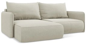 Divano angolare color crema allungabile/con contenitore (con penisola a sinistra) Nanea – Makamii