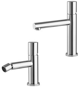 Set miscelatori lavabo e bidet cromo senza leva in acciaio inox Gemini
