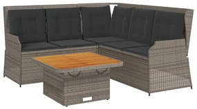 Set divani da giardino 4 pz con cuscini in polyrattan grigio