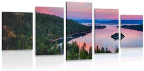 Quadri 5 pezzi – Lago al tramonto