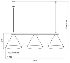 Lampadario a sospensione su cavo CAPITAL 3xGX53/15W/230V taupe