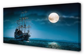 Quadro su tela Mone della città della nave marina 100x50 cm
