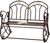 EasyComfort Panchina a Dondolo da Esterno in Metallo, Dondolo a 2 Posti da Balcone con Braccioli, 104x75x95.5cm, Colore Bronzo