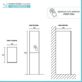 Colonna per lavanderia H 180 cm effetto pietra e ante in tortora Wanda