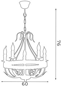 Lampadario a sospensione con catena LOARA 5xE14/60W/230V