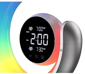 Immax 08985L-LED Lampada da tavolo dimmerabile RGBW con sveglia LED/20W/5V USB a